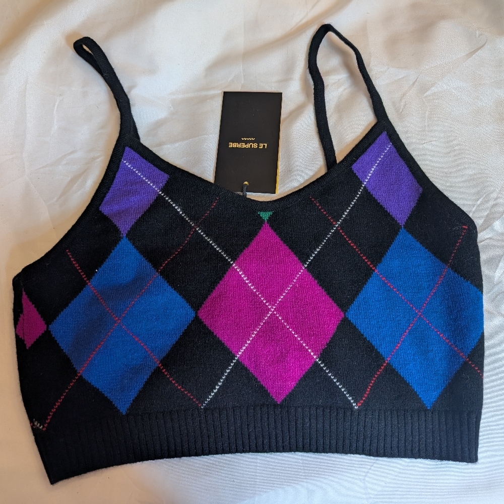 NWT La Superbe Argyle Knit Bralette